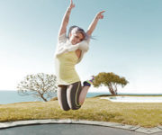 Woman on trampoline